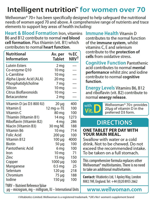 Vitabiotics Wellwoman Health And Vitality Tablets 70+ 