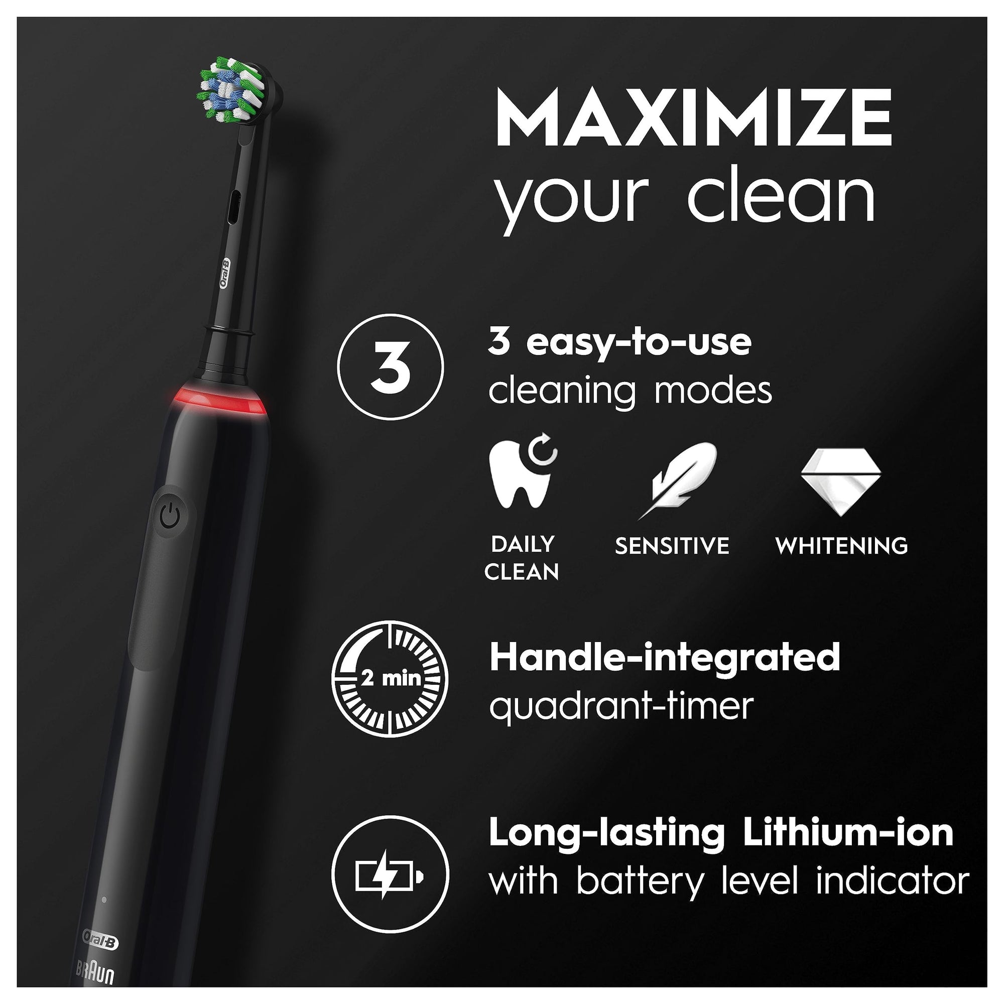 Oral-B Pro 3 3900 Black & Pink Electric Toothbrushes Designed By Braun