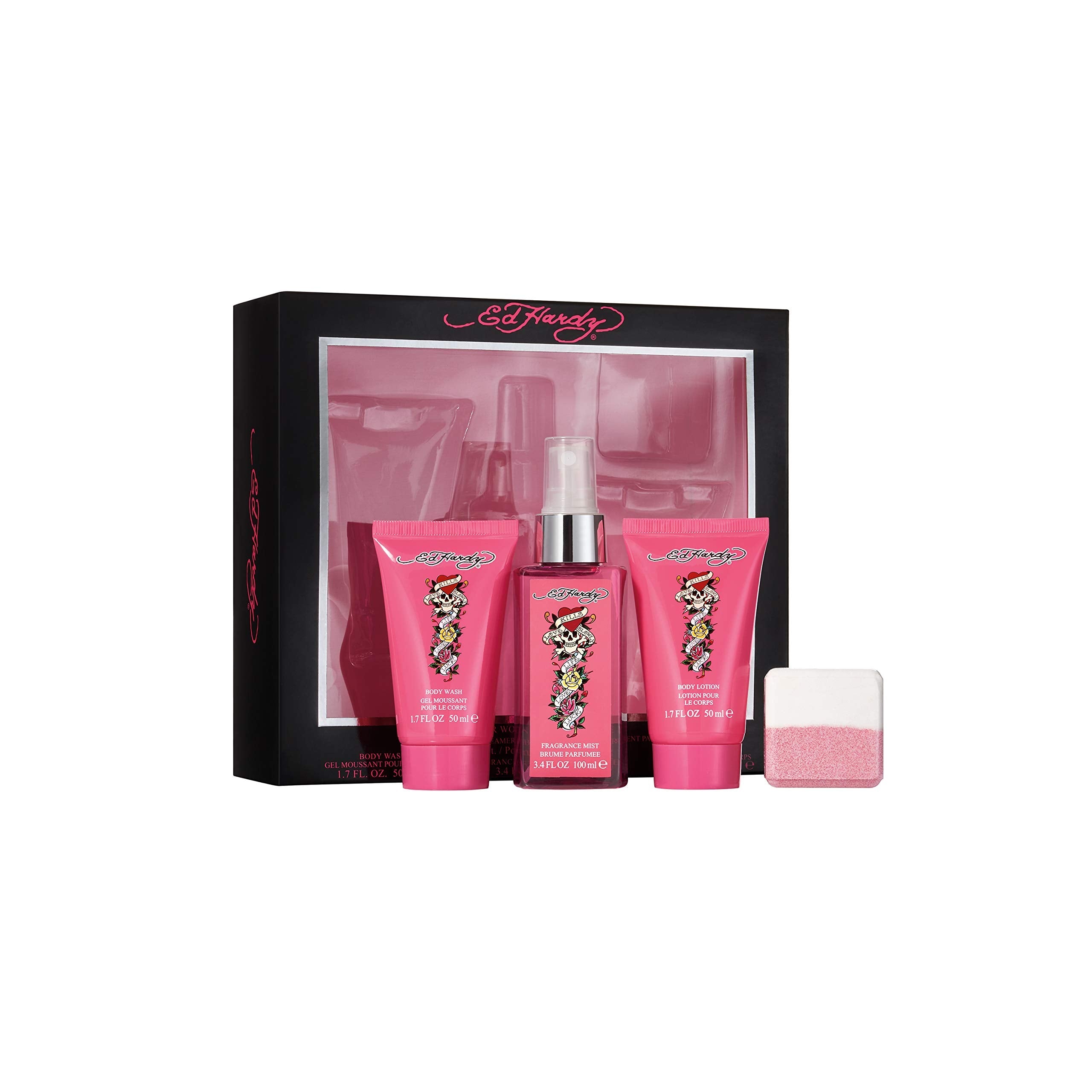 Ed Hardy Women Gift Set 100ml Body Mist + 50ml Body Wash + 50ml Body Lotion + 75g Bath Fizz - Body Sprays & Mists at MyBeautyBoutique by Ed Hardy