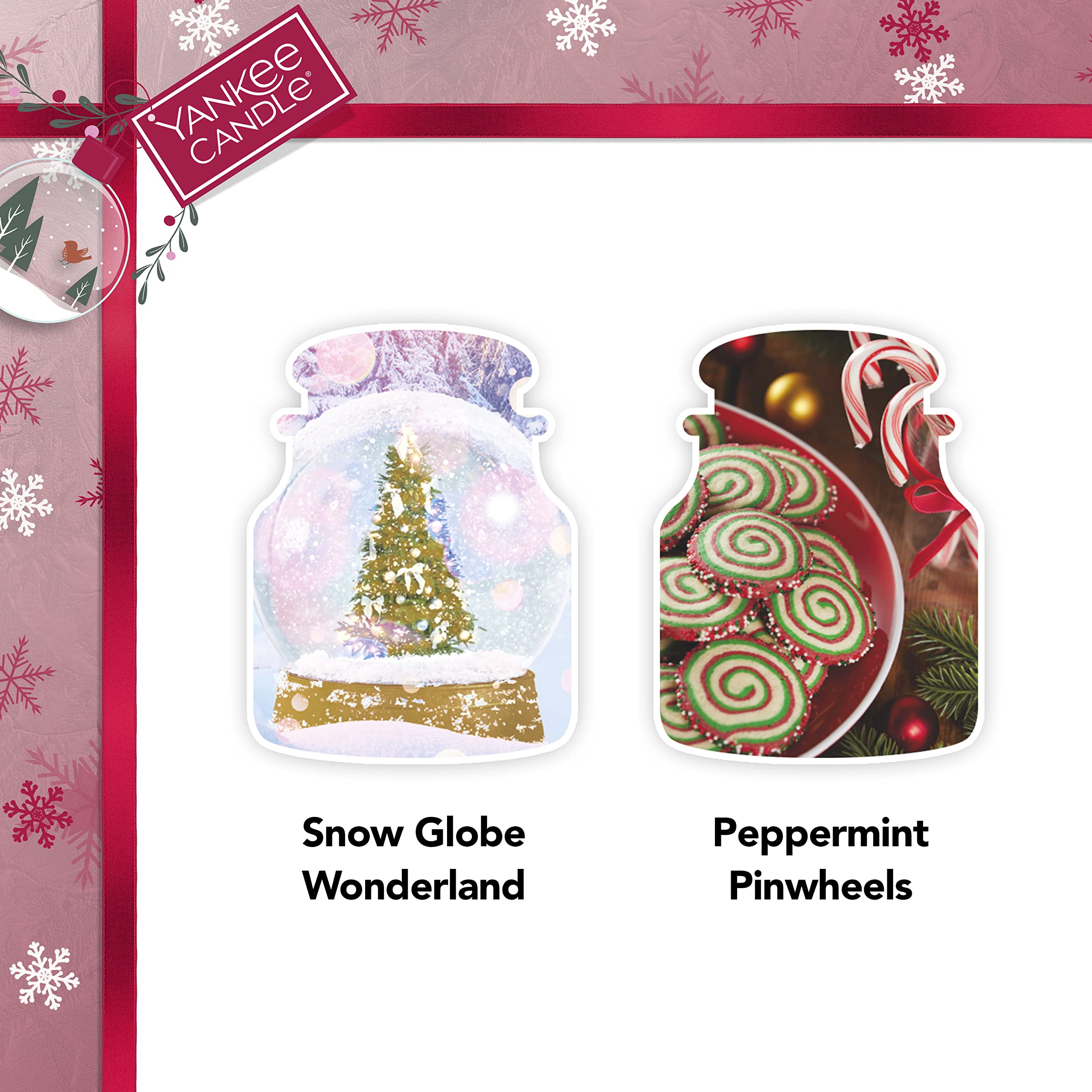 Yankee Original Candle Gift Set 411g Peppermint Pinwheels Candle + 411g Snow Globe Wonderland Candle