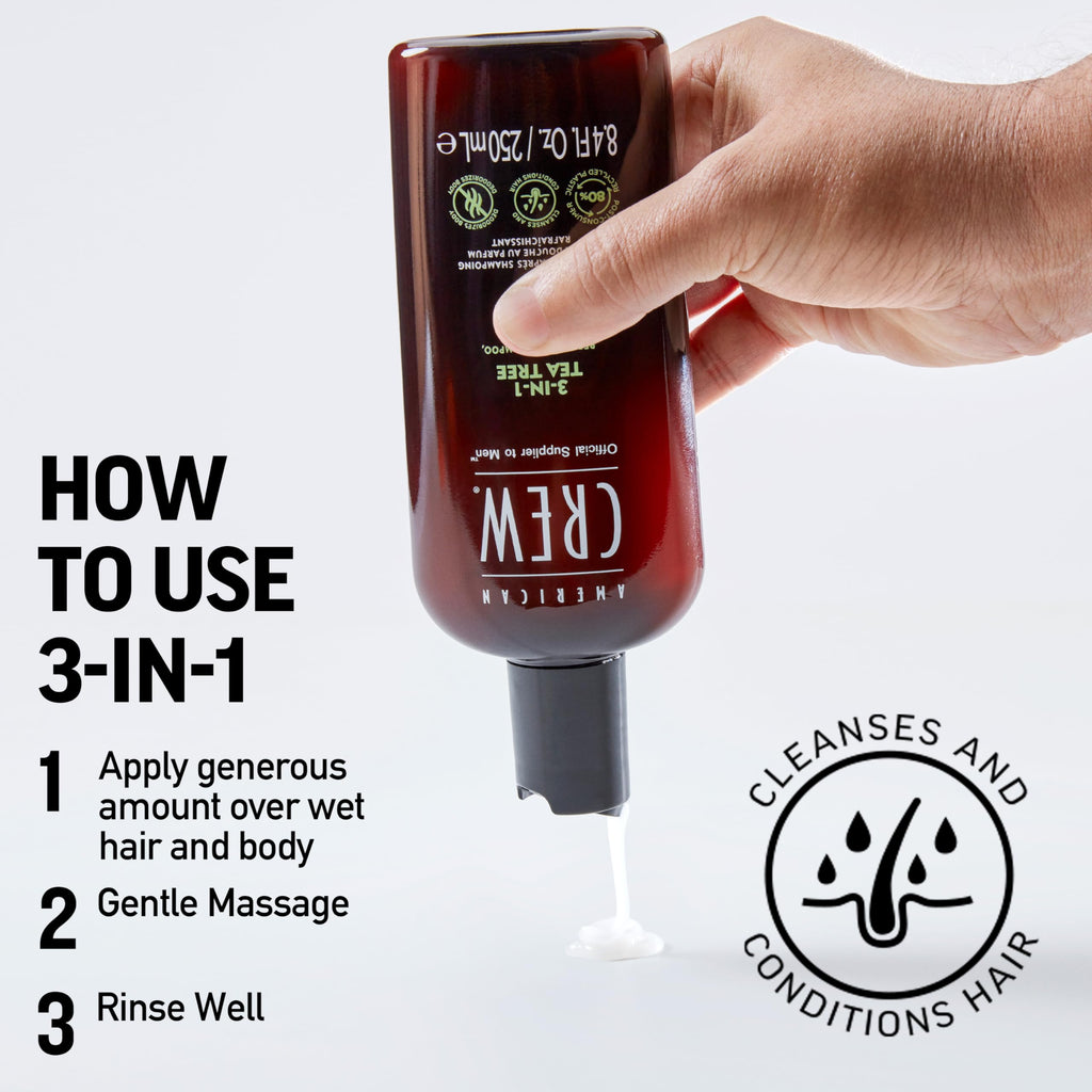 American Crew Tea Tree 3-in-1 Shampoo, Conditioner & Body Wash 450ml
