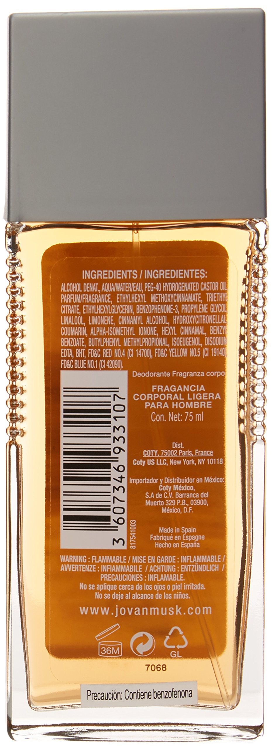 Jovan Musk For Men Body Spray 75ml - Body Sprays & Mists at MyBeautyBoutique by Jovan