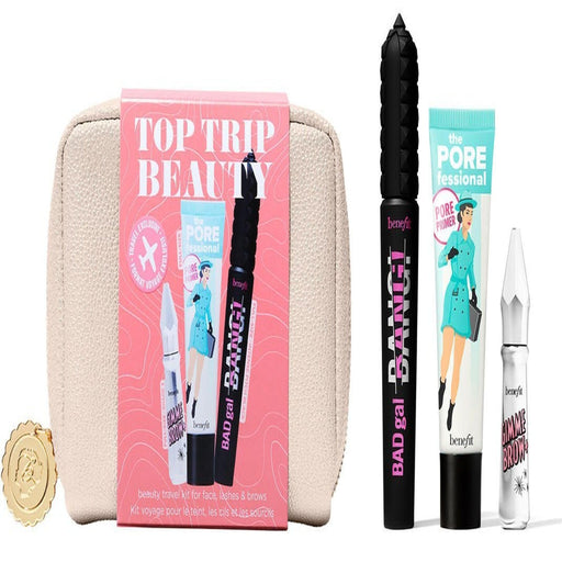 Benefit Top Trip Beauty Set 22ml Primer + 8.5g Mascara + In Shade 3 + Pouch Gimme Brow +