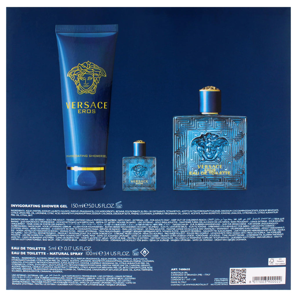 Versace Eros Energy Gift Set 100ml EDT + 150ml Bath & Shower Gel + 5ml EDT