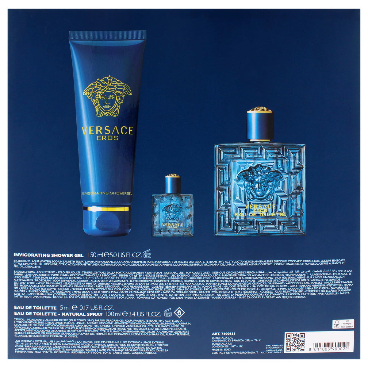 Versace Eros Energy Gift Set 100ml EDT + 150ml Bath & Shower Gel + 5ml EDT