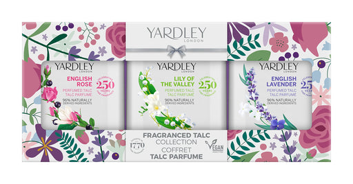 Yardley 3 x 50g Perfumed Body Powders English Lavender + English Rose + Lily of the Valley Set