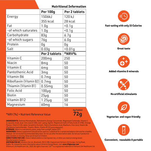 Lift Activ Tangy Orange Energy Boost Chewable Tablets