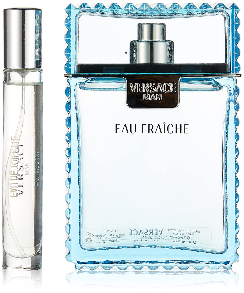 Versace Man Eau Fraiche 3 Piece Gift Set: Eau De Toilette 100ml - Eau De Toilette 10ml - Bag - Gift Set at MyBeautyBoutique by Versace