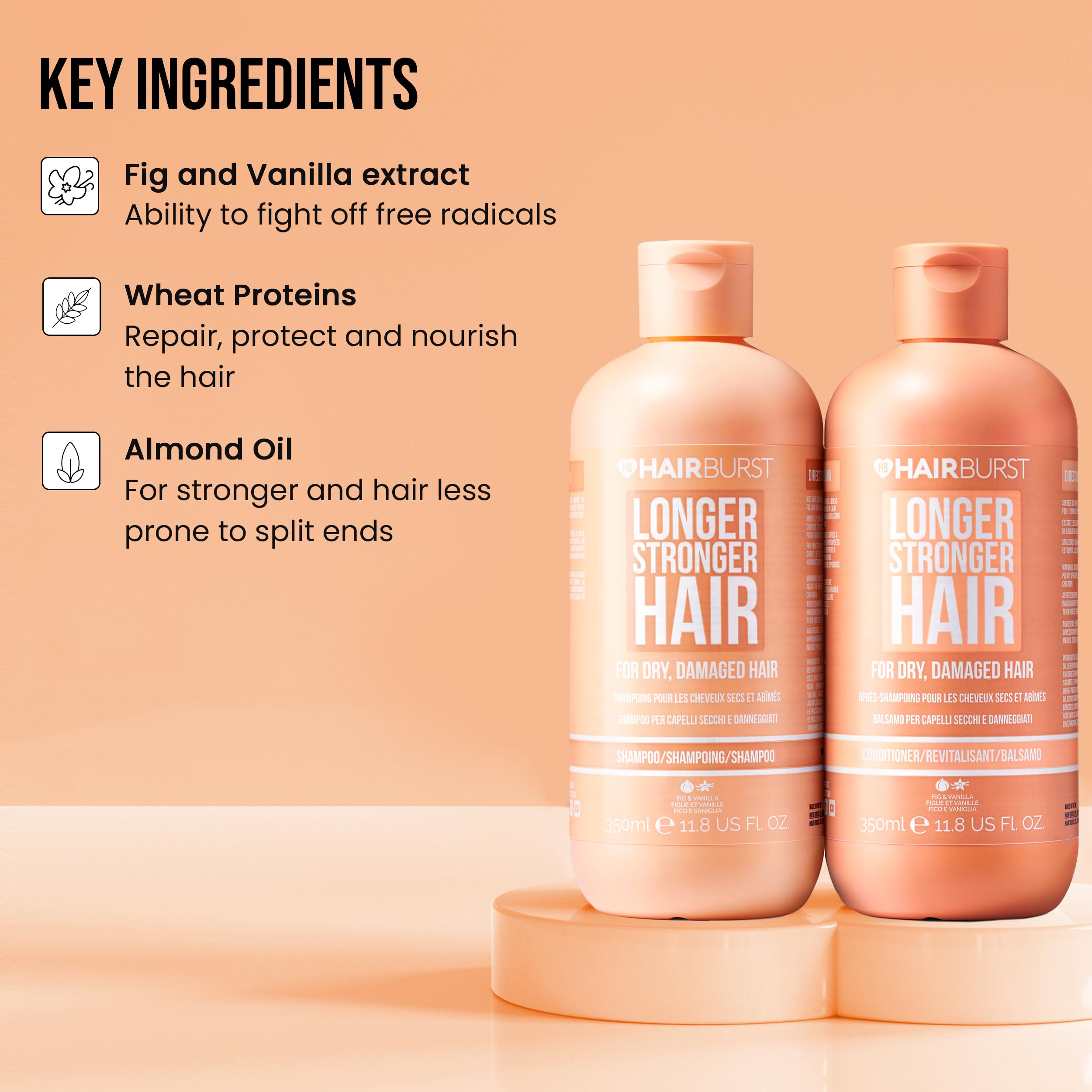 Hairburst Dry and Damaged Hair Bundle - Shampoo 350ml + Conditioner 350ml
