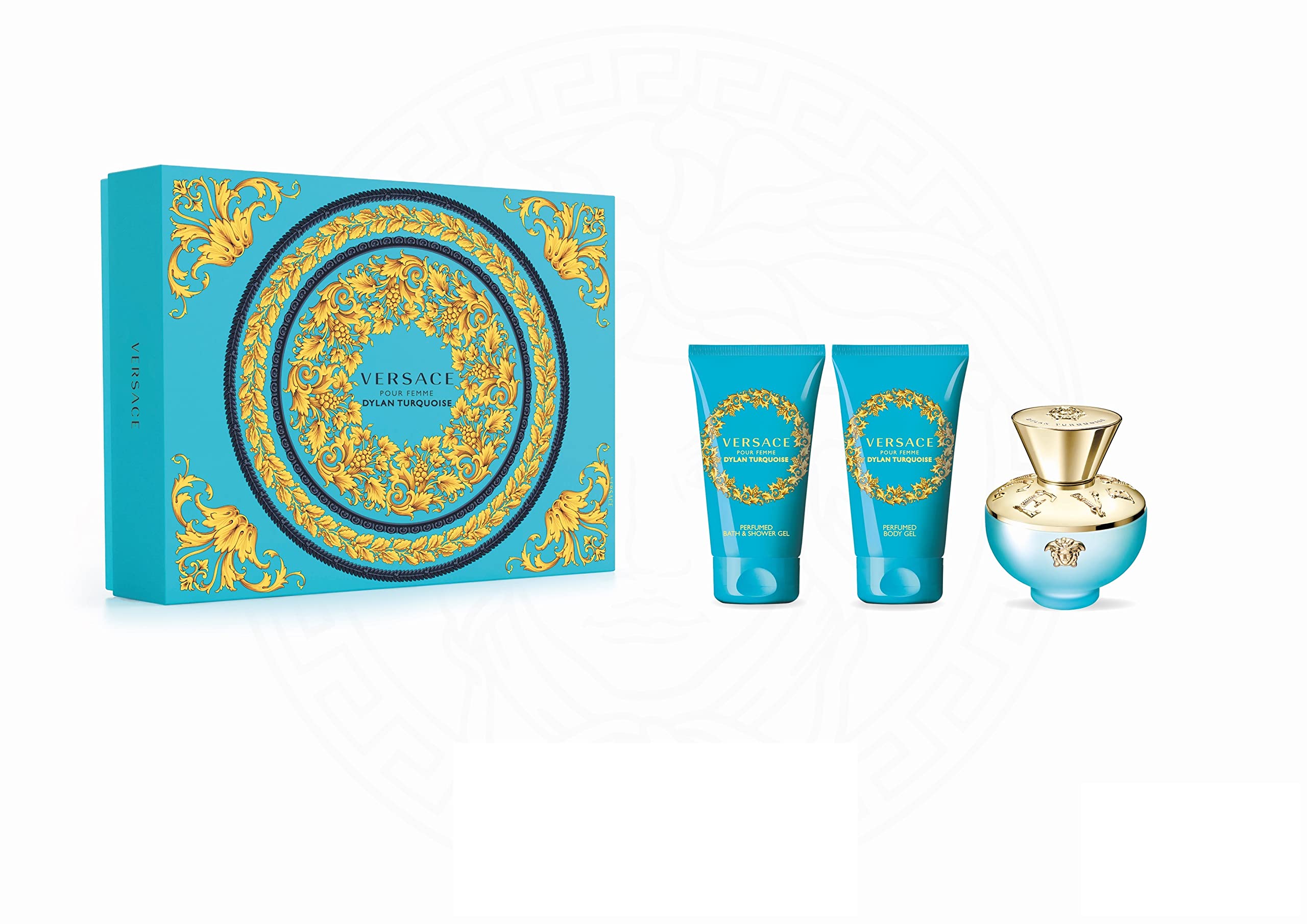 Versace Dylan Turquoise EDT 50ml Spray + 50ml Body Gel + 50ml Shower Gel - Personal Fragrance at MyBeautyBoutique by Versace