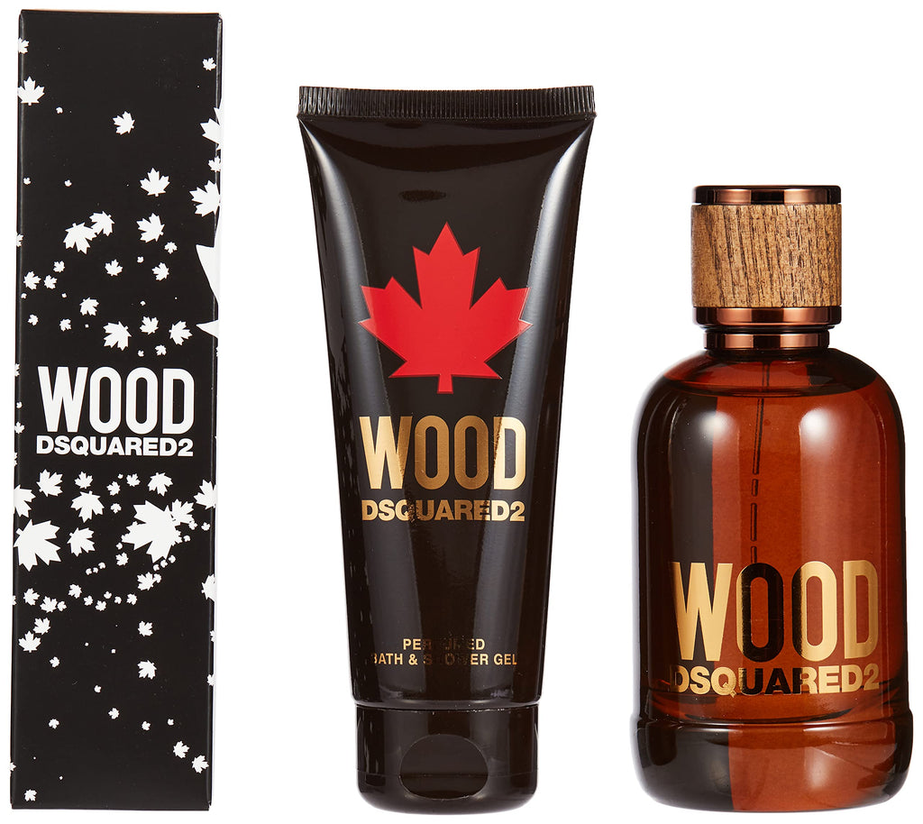 Dsquared2 Wood 3 Piece Gift Set: Eau de Toilette 100ml - Shower Gel 100ml - Key Ring - Gift Set at MyBeautyBoutique by Dsquared2