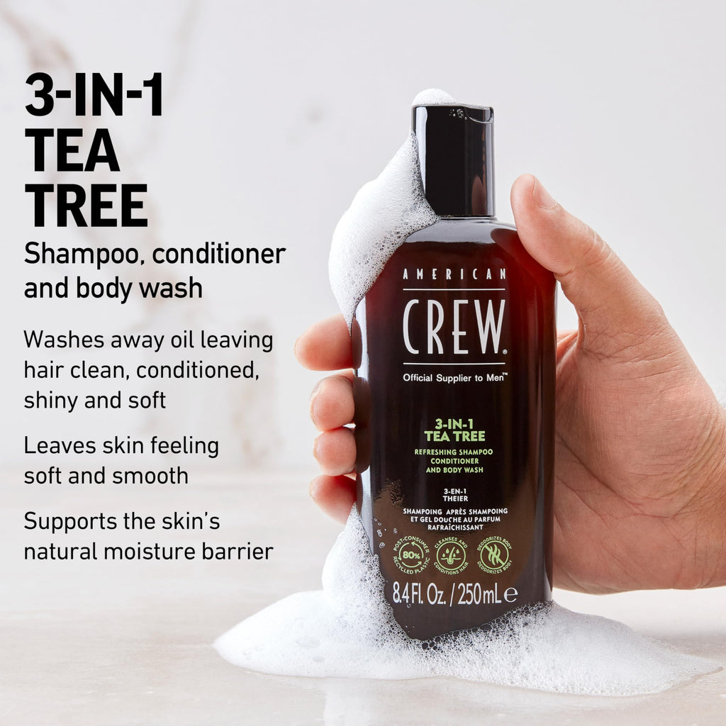 American Crew Tea Tree 3-in-1 Shampoo, Conditioner & Body Wash 450ml