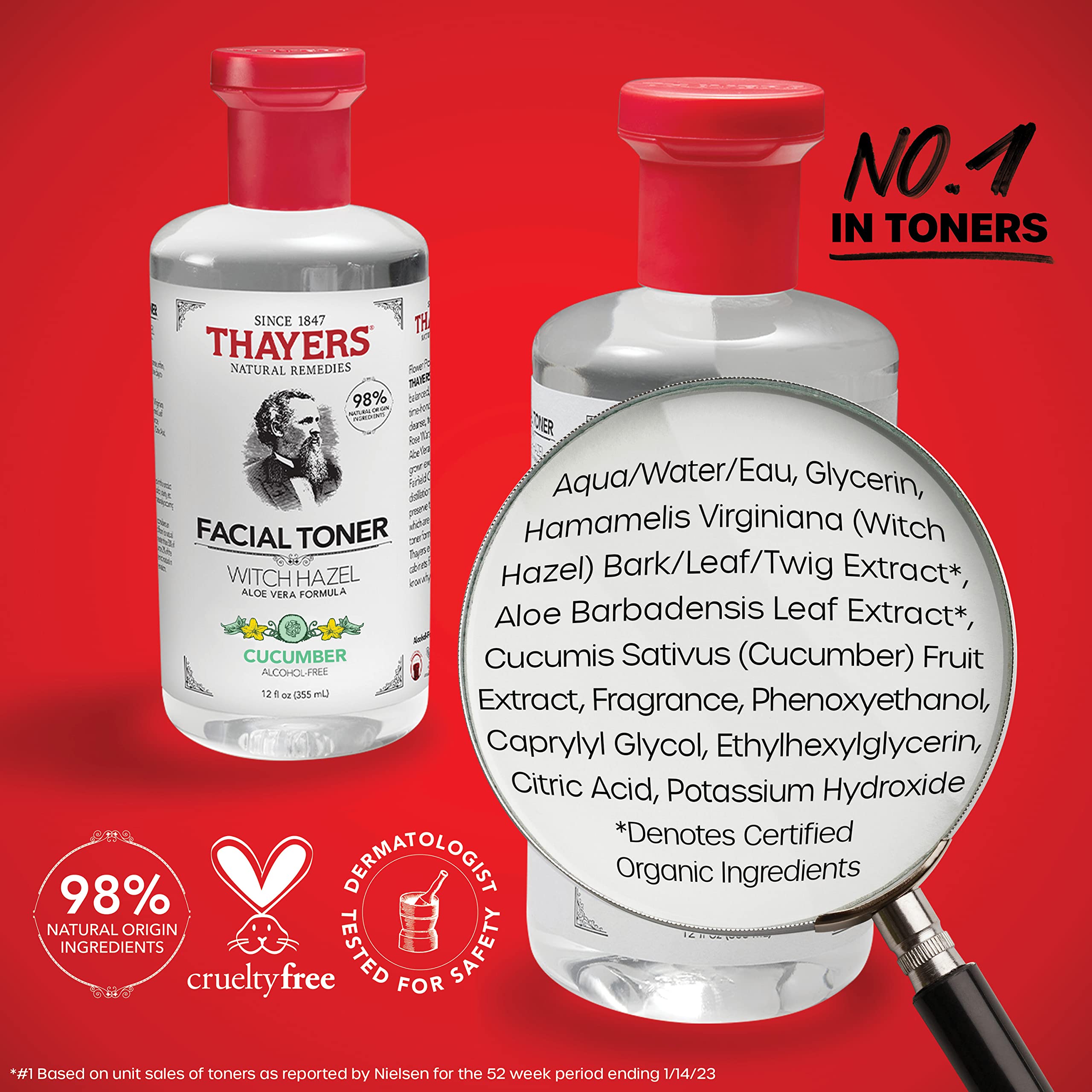 Thayers Witch Hazel Aloe Vera Formula Facial Toner 355ml - Cucumber/Alcohol Free