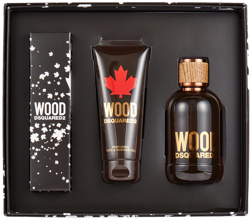 Dsquared2 Wood 3 Piece Gift Set: Eau de Toilette 100ml - Shower Gel 100ml - Key Ring - Gift Set at MyBeautyBoutique by Dsquared2