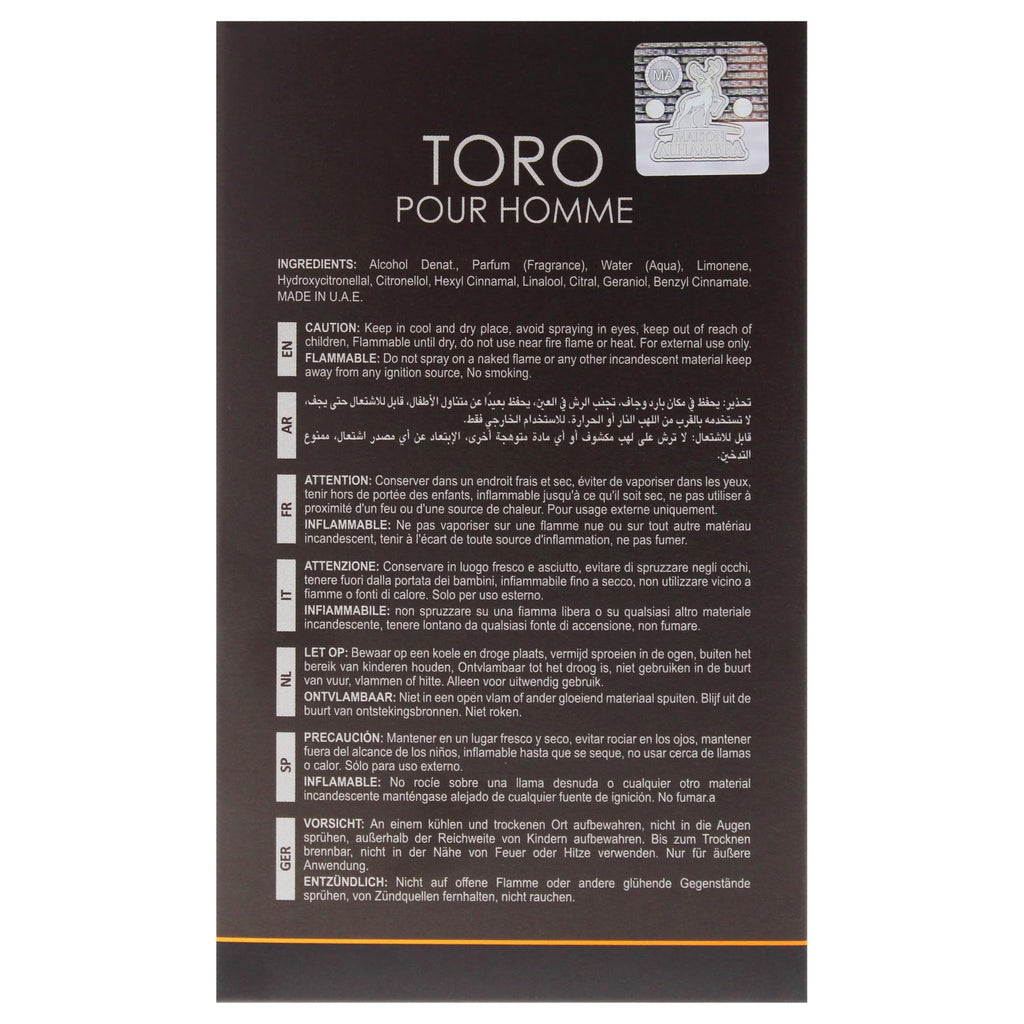 Maison Alhambra Toro Pour Homme Eau de Parfum 100ml Spray
