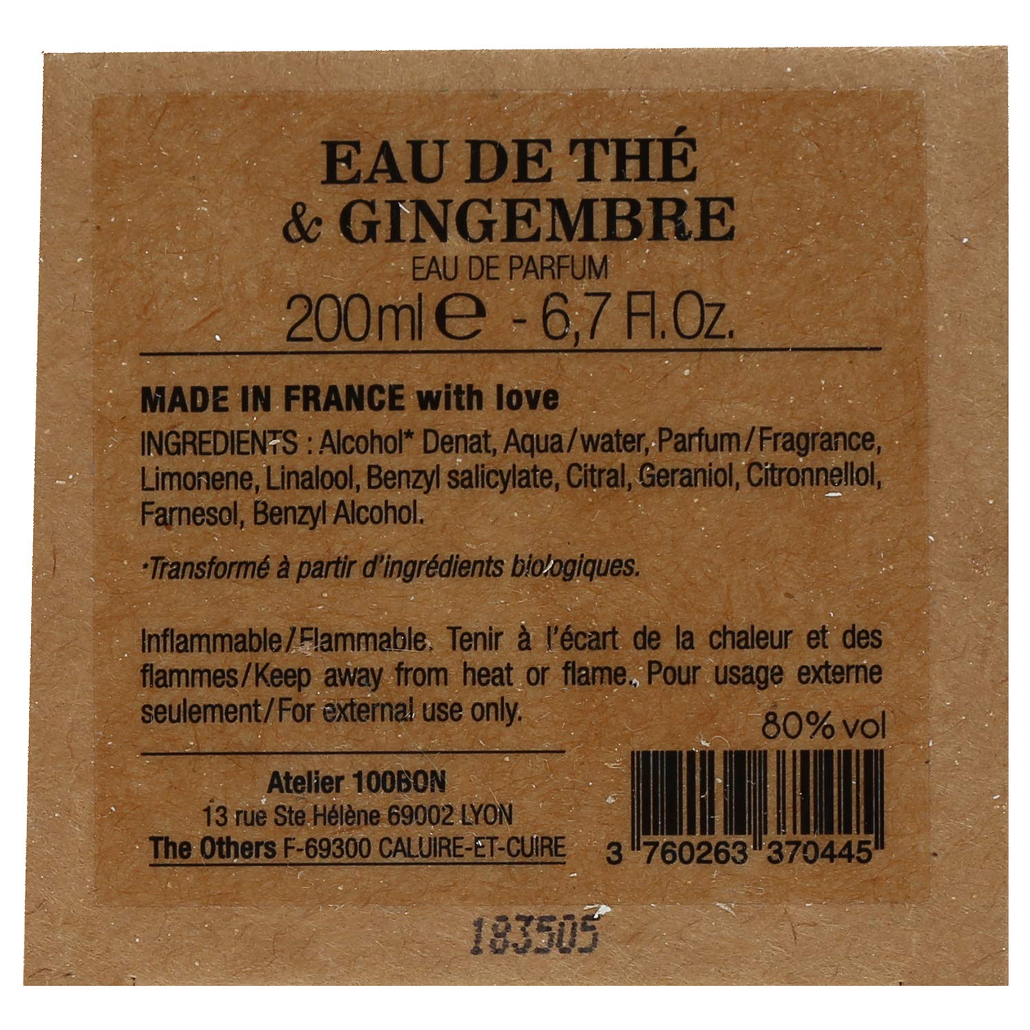 100BON Eau de Thé et Gingembre Eau de Parfum 200ml Refill - Fragrance at MyBeautyBoutique by 100BON