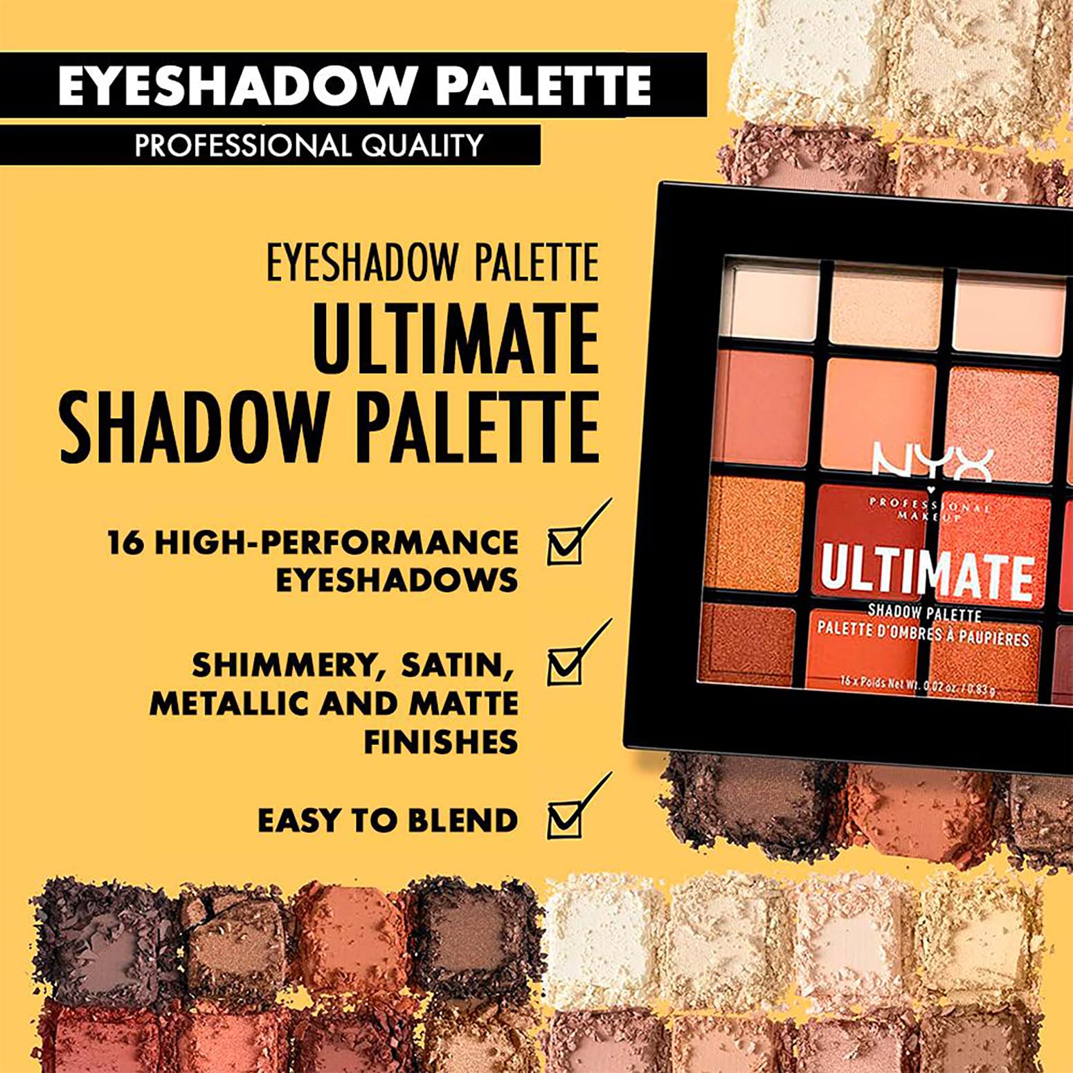 NYX Ultimate Eyeshadow Palette 16 x 0.83g - Warm Neutrals