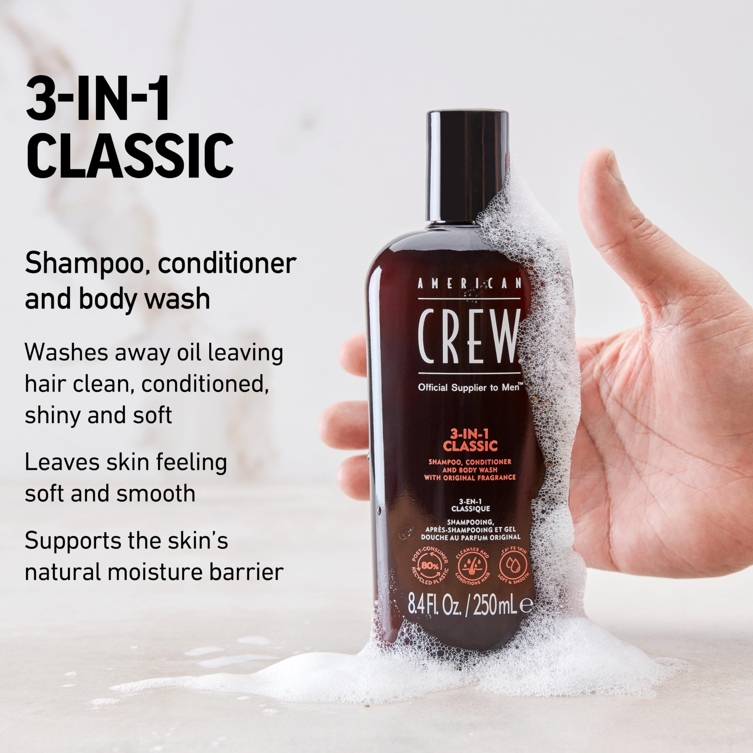 American Crew 3-in-1 Shampoo, Conditioner And Body Wash 250ml