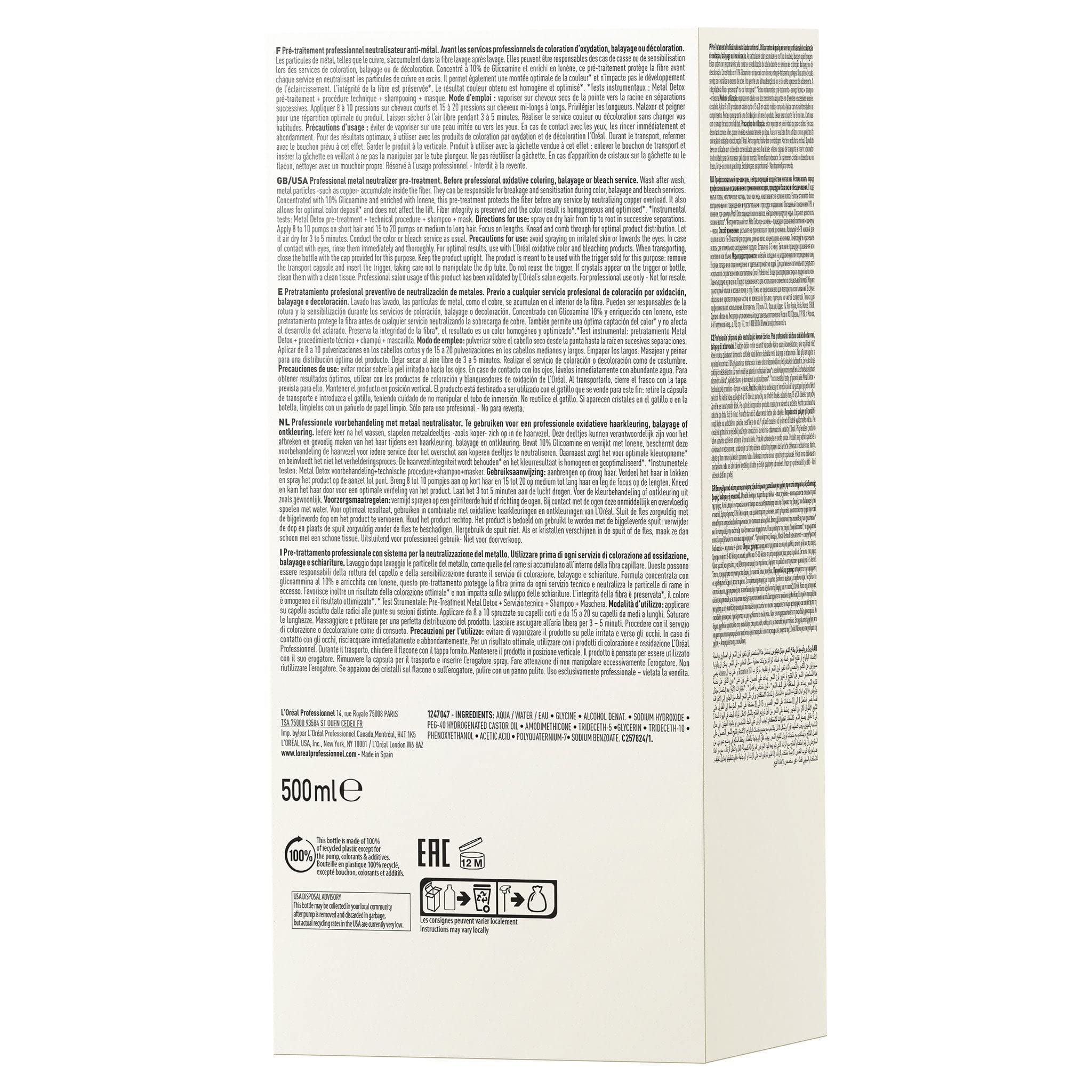 L'Or al Professionnel S rie Expert Metal Detox Neutralizing Pre-Treatment Spray 500ml