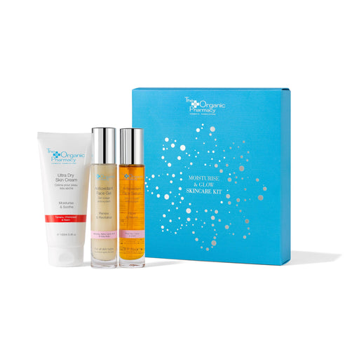 The Organic Pharmacy Moisture & Glow Skincare Kit 3 Pieces (This set contains:  1x 100ml Ultra Dry Skin cream 1x 35ml Antioxidant Face Gel 1x 35ml Antioxidant Face Serum)