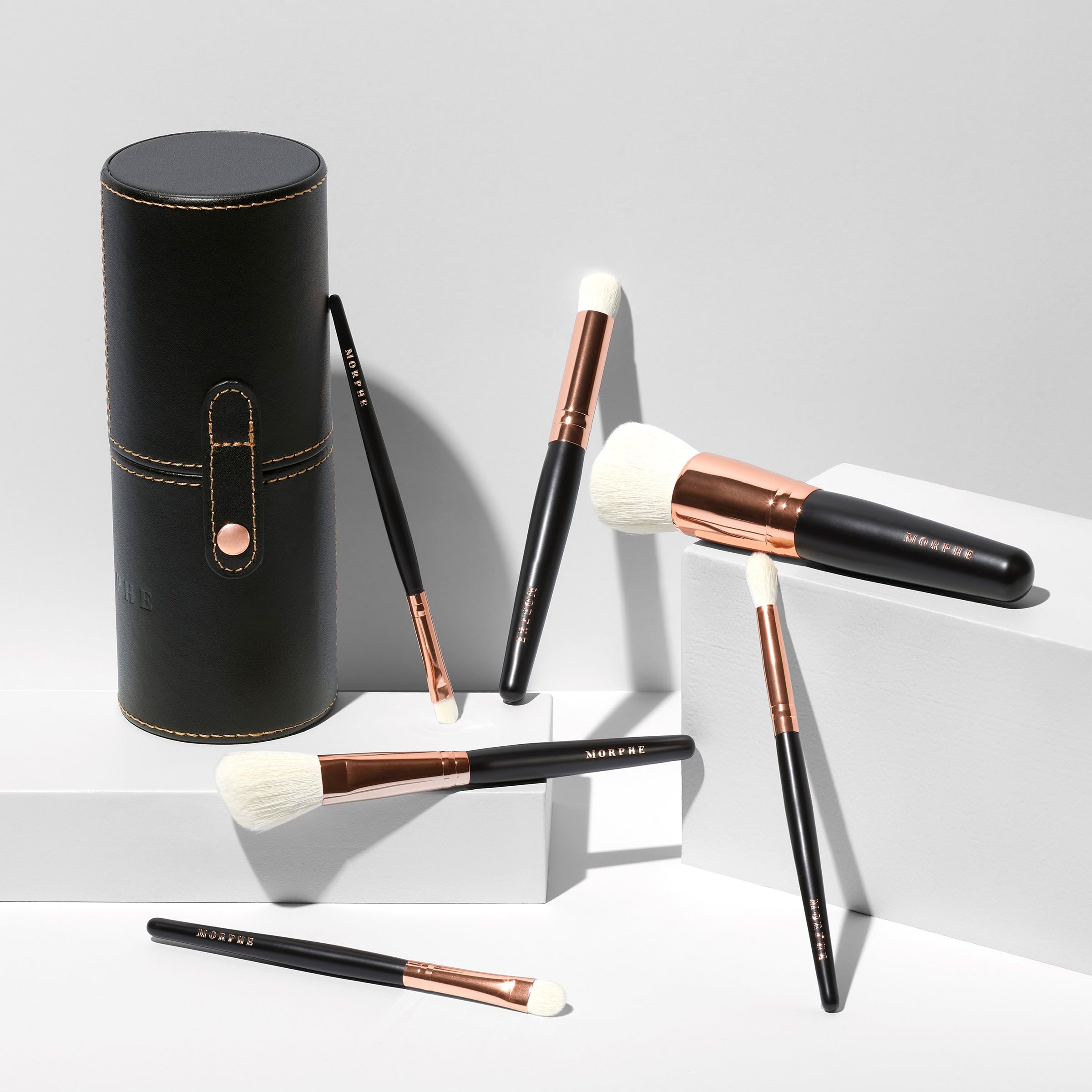 Morphe Rose Away Makeup Brush Set - 6 Pieces + Storage Tub