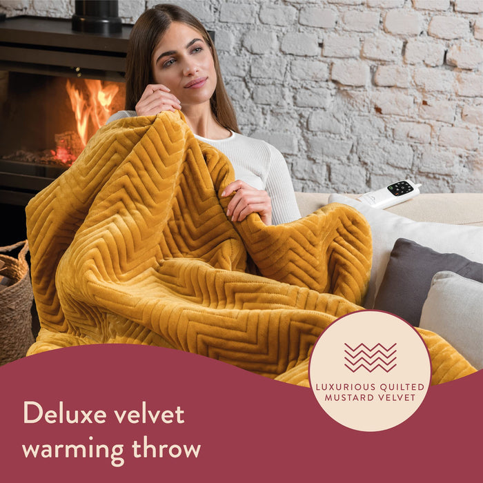 Dreamland HurryHome Warming Throw-Mustard 160X120