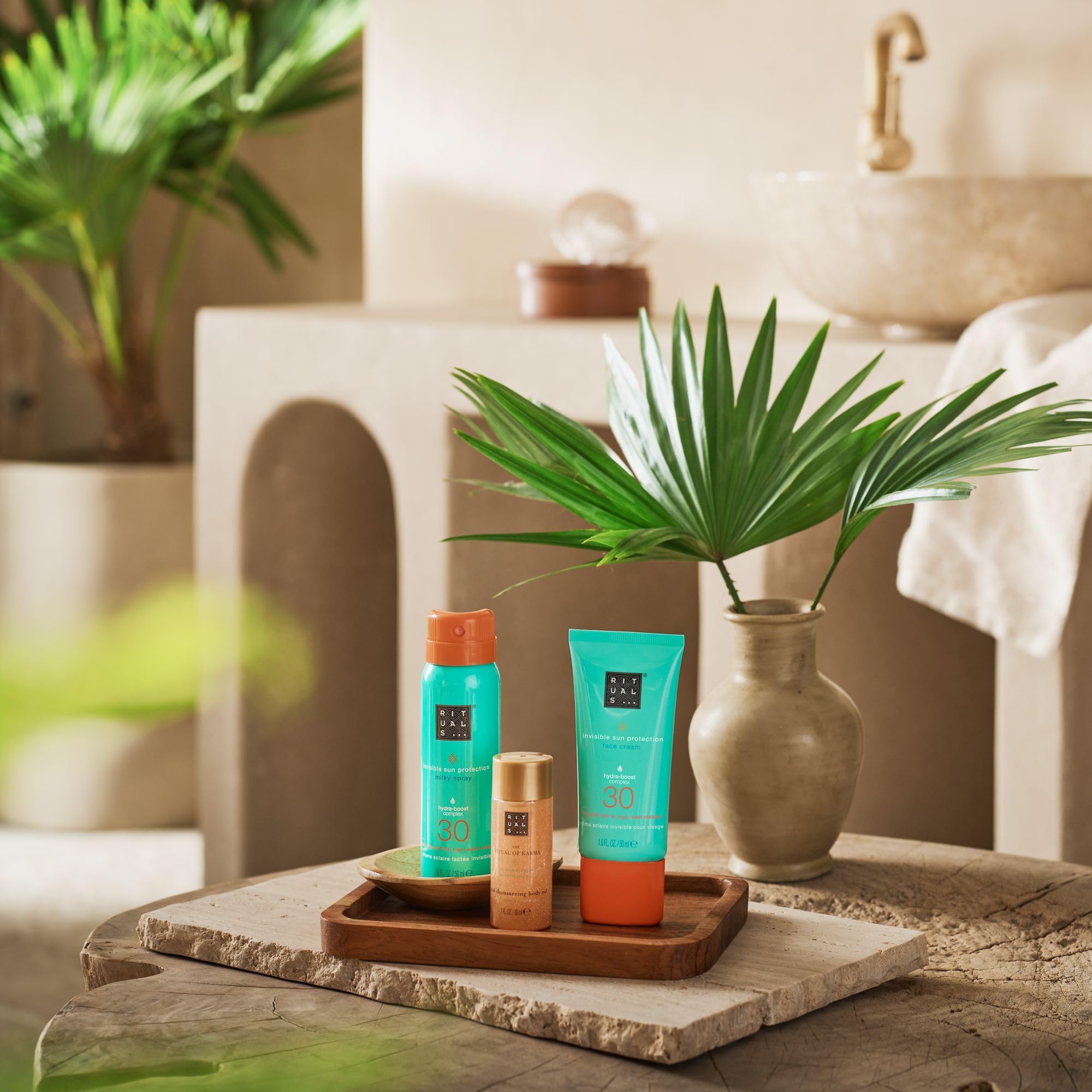 Rituals The Ritual of Karma Sun Trial Set 30ml Body Shimmer Oil + 30ml Face Cream SPF30 + 50ml Milky Spray SPF30