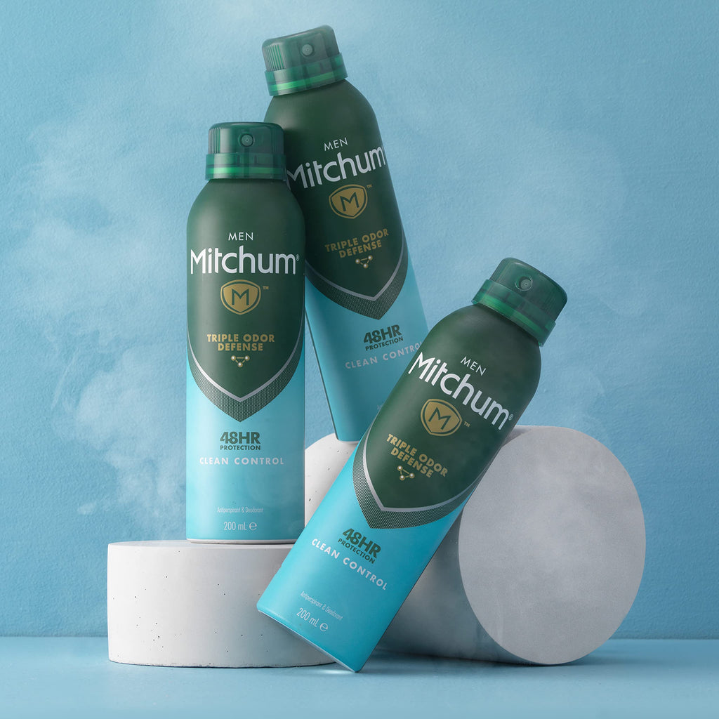 Mitchum Men Triple Odor Defense Clean Control 48HR Protection Deodorant Spray 200ml - Bath & Body at MyBeautyBoutique by Mitchum
