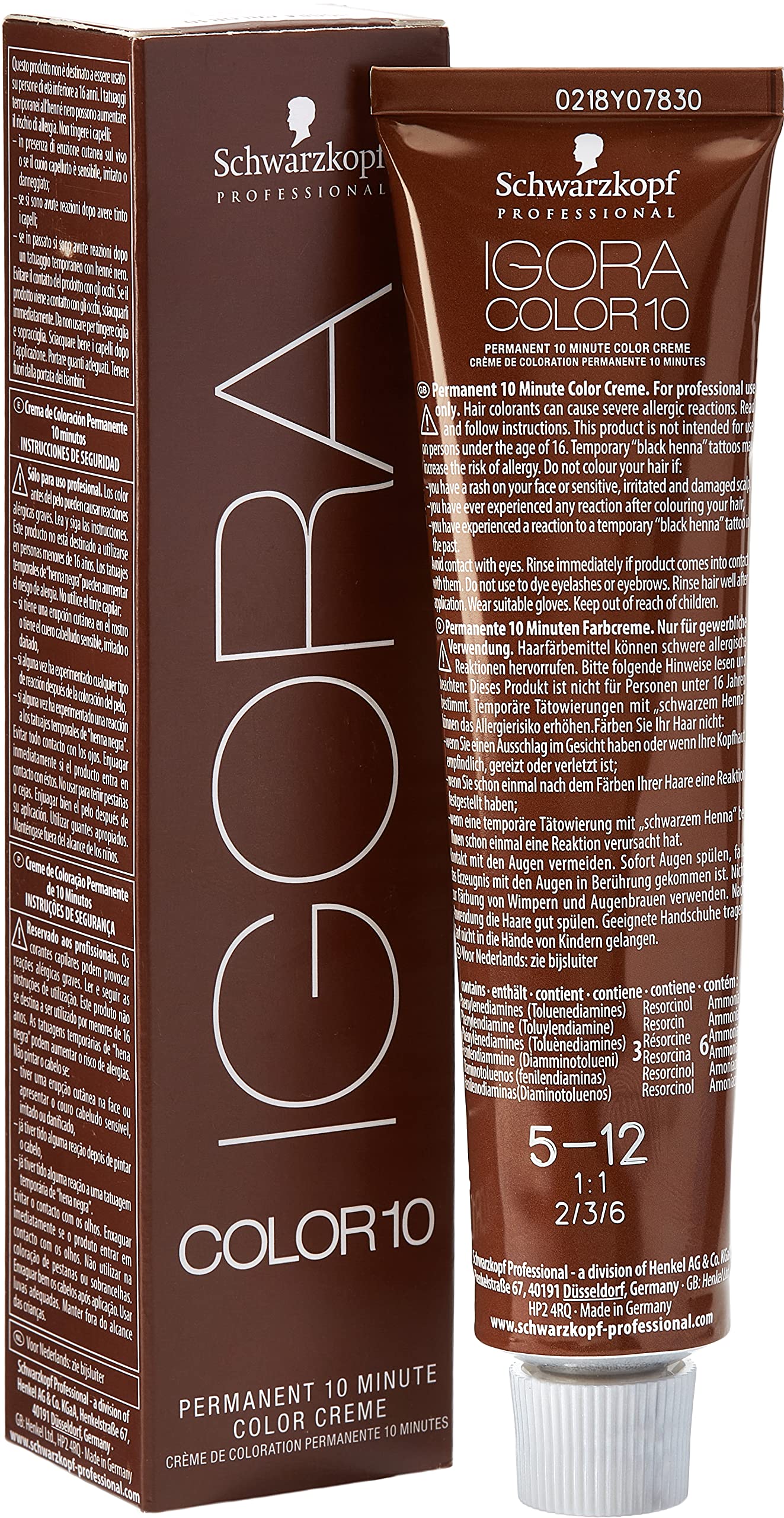 Schwarzkopf Igora Color 10 Permanent Hair Colour Cream 60ml - 5-12 Light Brown
