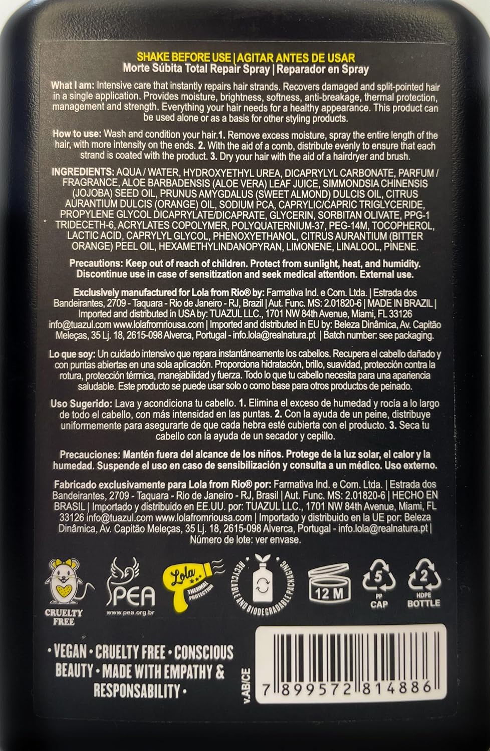Lola Morte Súbita Total Repair Spray Treatment 250g