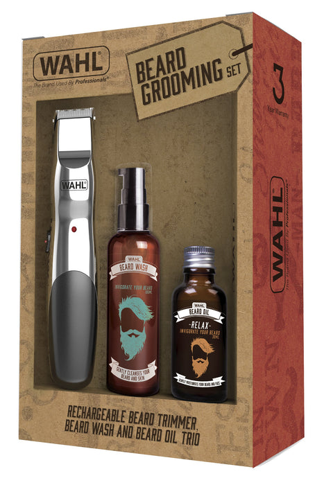 Wahl Gift Set Rechargeable Trimmer, Beard Oil & Beard Wash