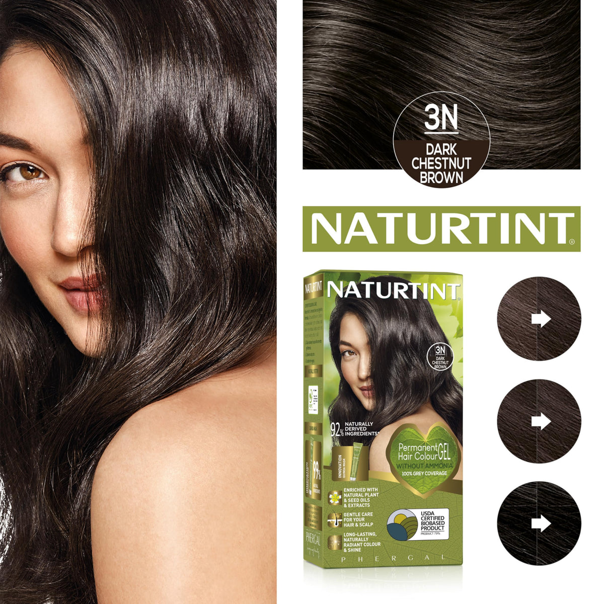 Naturtint Permanent Gel Hair Colour 170ml - 3N Dark Chestnut Brown