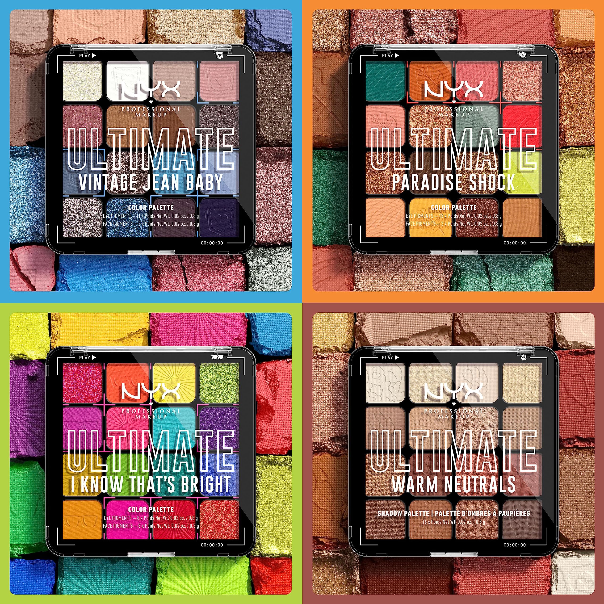 NYX Ultimate Eyeshadow Palette 16 x 0.83g - Warm Neutrals