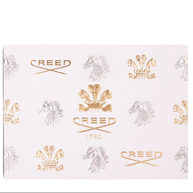 Product packaging with Creed logo and horse illustrations on a white background