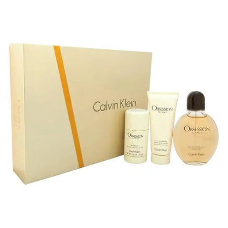 Calvin Klein Obsession For Men 3 Piece Gift Set: Eau De Toilette 125ml - Aftershave Balm 75ml - Deodorant Stick 75g - Gift Set at MyBeautyBoutique by Calvin Klein