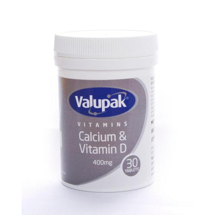 Valupak Calcium With Vitamin D Tablets 400mg 6 Pack of 30 Tablets (180 Tablets Total)