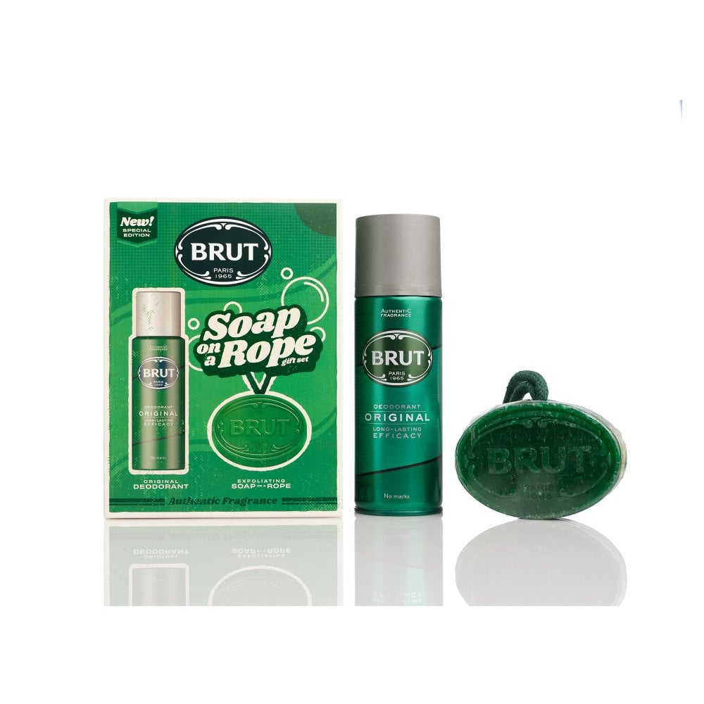 Brut Gift Set 200ml Deodorant Spray + 150g Soap on a Rope - Deodorants & Anti-Perspirants at MyBeautyBoutique by Brut