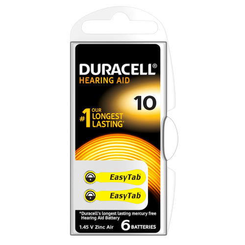 Duracell Easy Tab 10 Hearing Aid Batteries - 6 Pack