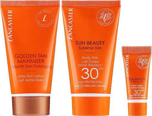 Lancaster Sun Beauty Gift Set 50ml Sun Beauty Body Milk SPF30 + 50ml After Sun Golden Maximiser + 3ml Sun Beauty Face Cream SPF30